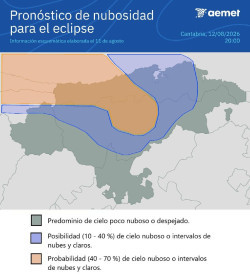 Eclipse.- Posibles nubes bajas en litoral occidental y Valles Pasiegos y bajas en el arco de la Bah&iacute;a en el eclipse