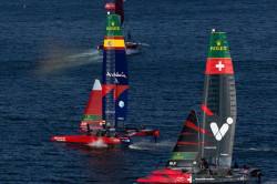 El ROCKWOOL Denmark roza los 104 km/h en un día de menos a más para los `Gallos` en la SailGP