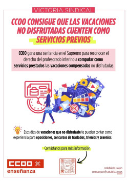 El Supremo ratifica una sentencia que reconoce a los docentes las vacaciones no disfrutadas como antig&uuml;edad