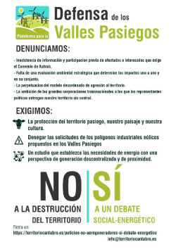 La Plataforma para defender los Valles Pasiegos de la "amenaza" de los pol&iacute;gonos e&oacute;licos se presenta hoy