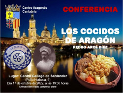 Pedro Arce Diez imparte la conferencia "Los cocidos de Aragón" hoy lunes a las 19:30 h en el Centro Gallego de Santander.
