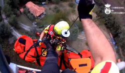  Rescatado en helic&oacute;ptero un hombre de 92 a&ntilde;os corneado por un toro en B&aacute;rcena Mayor