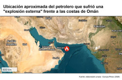 Un petrolero sufre da&ntilde;os por "una explosi&oacute;n externa" frente a las costas de Om&aacute;n