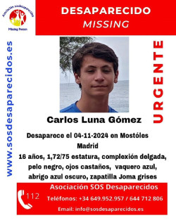 Buscan a chico de 16 a&ntilde;os que desapareci&oacute; ayer en M&oacute;stoles