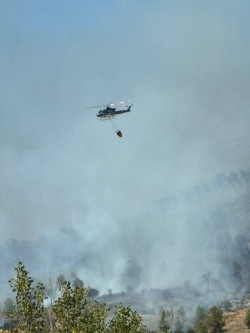 El incendio forestal en Casas de Mill&aacute;n sigue activo aunque "ha perdido fuerza" tras una "noche sin descanso"