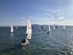 El nordeste de entre 10 y 15 nudos proporcionó una magnifica tarde de regatas al crucero santanderino.