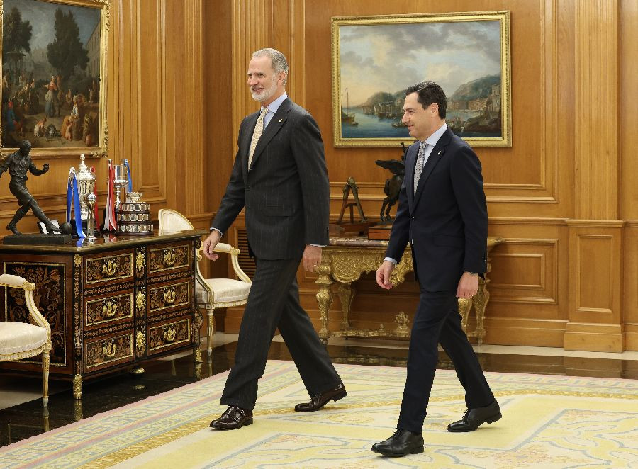 El rey Felipe VI traslada su apoyo a Andaluc&iacute;a tras el incendio y el se&iacute;smo y S&aacute;nchez en la tumbona