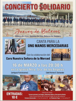 Jueves de Boleros dará un concierto el 16 de marzo a las 20:30 en la Iglesia Nuestra Señora de Los Ángeles, antes Franciscanos.