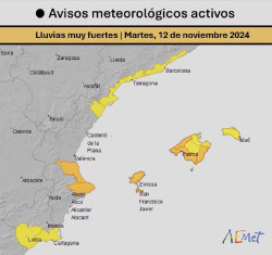 La entrada de una DANA activa avisos en 13 provincias por lluvia, nieve y olas y ca&iacute;da generalizada de temperaturas