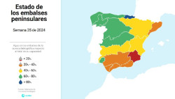 La reserva h&iacute;drica se encuentra al 52,3% y baja 1,5 puntos en una semana, con el Segura al 18,3%
