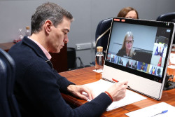 S&aacute;nchez participa por videoconferencia en la reuni&oacute;n de l&iacute;deres sobre Ucrania