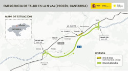 Transportes cortar&aacute; a partir de hoy el tr&aacute;fico en parte de la N-634 por las obras para sostener un talud en Reoc&iacute;n