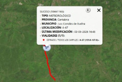  Un accidente m&uacute;ltiple implica a 16 veh&iacute;culos en la A-67 tras una granizada "repentina"