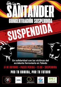  UNASPI suspende la tractorada prevista ma&ntilde;ana en Santander en se&ntilde;al de duelo por el accidente de Toledo